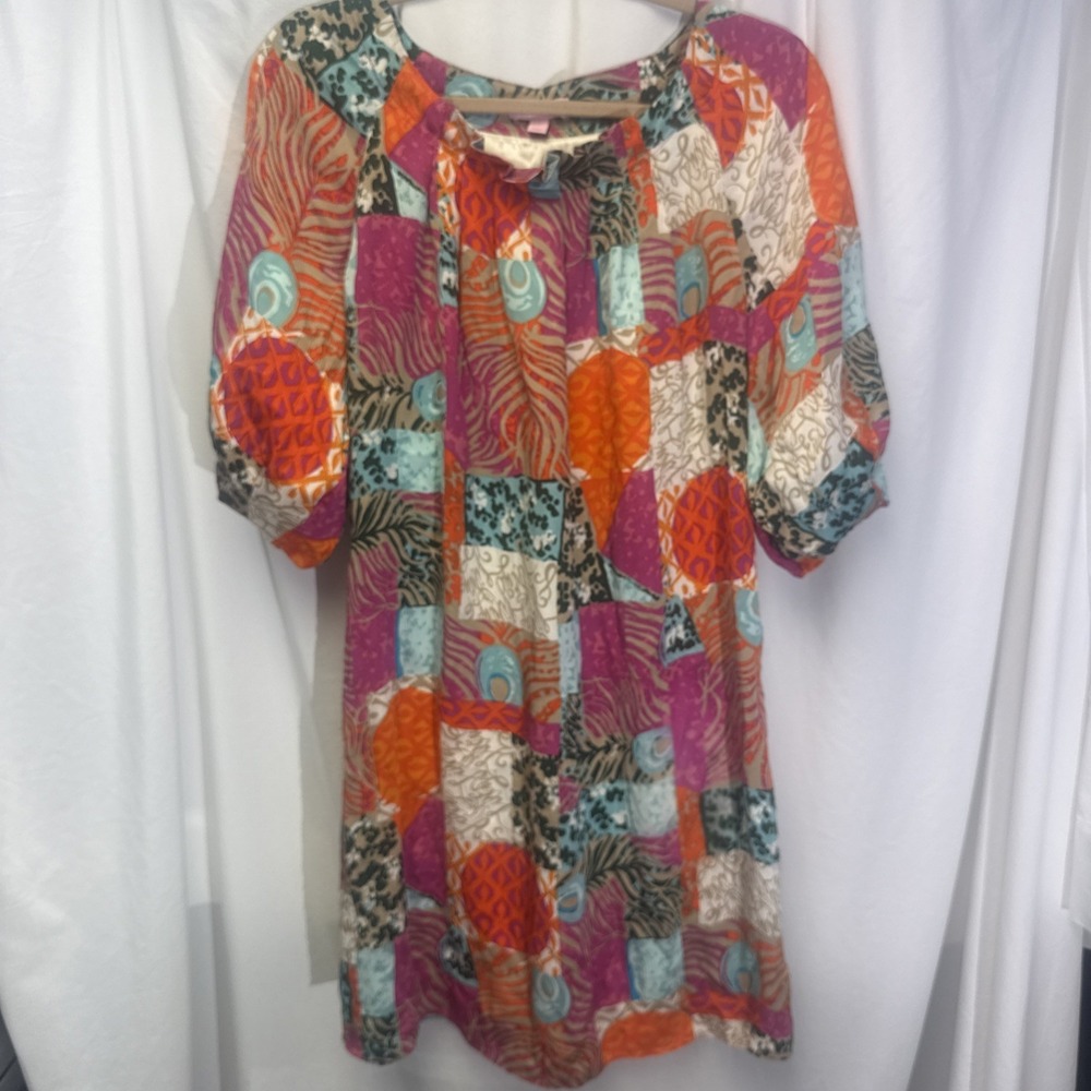 Lilly Pulitzer Silk Keating Patchwork Dress Womens Size 4 Multicolor Maximalist